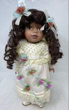 Load image into Gallery viewer, Collection Ivory Dress Ribbon Open Eyes Brown Hairs Fashion Porcelain Doll
