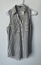 Load image into Gallery viewer, Express Womens White Black Striped Sleeveless Button Front Blouse Top Size XS
