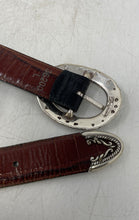 Load image into Gallery viewer, Mens Black Brown Western Gator Embossed Leather Reversible Belt Size L
