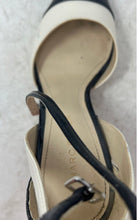 Load image into Gallery viewer, Marc Fisher Womens Black White Patent Leather Stiletto Ankle Strap Heels Size 6M
