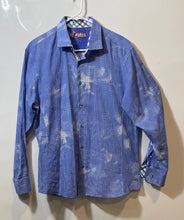 Load image into Gallery viewer, Spazio Uomo Mens Blue Printed Cotton Long Sleeve Collared Button-Up Shirt Size L
