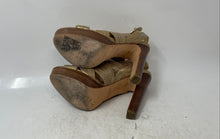 Load image into Gallery viewer, Coach Womens Brynne Metallic Gold Leather High Block Platform Heels Size 7 B
