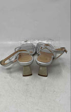 Load image into Gallery viewer, Unisa Womens Silver Leather Open Toe Adjustable Strap Slingback Heels Sz EUR 41
