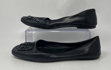 Load image into Gallery viewer, Authentic Tory Burch Womens Black Leather Slip-On Ballet Flats Size 8 Damaged
