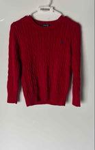 Load image into Gallery viewer, Polo Ralph Lauren Boys Red Long Sleeve Cable Knit Pullover Sweater Size M 10-12
