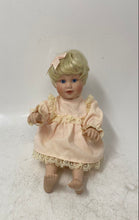 Load image into Gallery viewer, 1991 Blonde Hair Blue Eyes Porcelain Baby Doll Collectible With Pink Outfit
