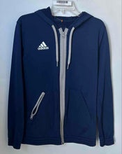 Load image into Gallery viewer, Adidas Mens Navy Blue Long Sleeve Pockets Full-Zip Hoodie Size MT

