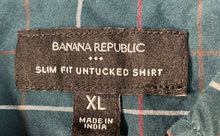 Load image into Gallery viewer, Banana Republic Mens Green Check Cotton Slim Fit Pockets Button-Up Shirt Size XL
