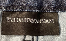 Load image into Gallery viewer, Emporio Armani Mens Blue Denim Dark Wash Mid-Rise Tapered Jeans Size W32 32L
