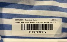 Load image into Gallery viewer, Jones New York Womens Blue And White Striped Long Sleeve Button-Up Shirt Size L

