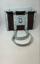 Load image into Gallery viewer, Frances &amp; Grace Womens Brown Light Blue Double Handle Shoulder Bag
