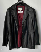 Load image into Gallery viewer, Worthington Womens Black Leather Notch Lapel Button Front Jacket Size XL
