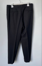 Load image into Gallery viewer, Hugo Boss Mens Black Striped Wool Pleated Straight Leg Dress Pants Size 42R
