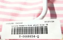 Load image into Gallery viewer, Lacoste Womens Pink Striped Short Sleeve Collared Golf Polo Shirt Size 38
