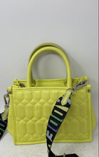 Load image into Gallery viewer, Steve Madden Womens Bniko Lime Green Quilted Faux Leather Zip Top Crossbody Bag
