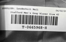 Load image into Gallery viewer, Stafford Mens Gray Wool Long Sleeve Notch Lapel Three Button Blazer Size 42
