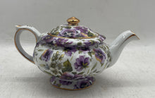 Load image into Gallery viewer, Multicolor Floral Pattern Scroll Handle Lidded Teapot With Gold Trim
