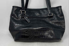 Load image into Gallery viewer, Giani Bernini Womens Black Croc Embossed Faux Leather Double Handle Tote Handbag
