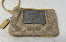 Load image into Gallery viewer, Coach Womens Poppy Yellow Signature Print Zipper Mini Wristlet Wallet
