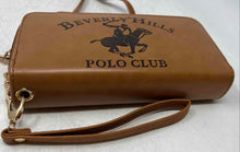 Load image into Gallery viewer, Beverly Hills Polo Club Womens Brown Leather Crossbody Strap Wristlet Wallet
