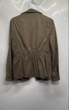 Load image into Gallery viewer, H&amp;M Womens Green Cotton Cinched Waist Full-Zip Utility Military Jacket Size 4
