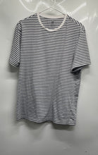 Load image into Gallery viewer, H&amp;M Mens White Gray Striped Print Slim Fit Short Sleeve Pullover T-Shirt Size L
