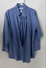 Load image into Gallery viewer, Brooks Brothers Mens Blue Cotton Printed Long Sleeve Dress Shirt Size 32
