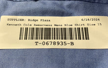 Load image into Gallery viewer, Awearness Kenneth Cole Mens Blue Long Sleeve Slim Fit Dress Shirt Size 15 34/35

