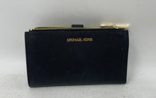 Load image into Gallery viewer, Michael Kors Womens Black Credit Card Slots Zipper Bifold Wallet
