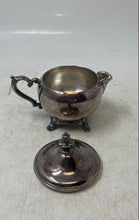 Load image into Gallery viewer, Silver-Tone Engraved Tableware Scroll Handle Footed Creamer With Lid
