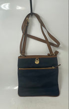 Load image into Gallery viewer, Michael Kors Womens Navy Blue Brown Adjustable Strap Crossbody Handbag
