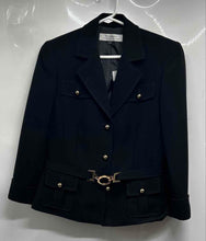 Load image into Gallery viewer, Tahari Womens Black Gold Long Sleeve Collared Three-Button Blazer Size 4
