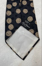 Load image into Gallery viewer, Countess Wara Mens Black Beige Polka Dot Adjustable Pointed Tie One Size
