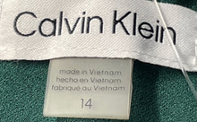 Load image into Gallery viewer, Calvin Klein Womens Green V-Neck Short Sleeve Back Zipper A-Line Dress Size 14
