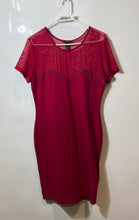 Load image into Gallery viewer, H&amp;M Womens Red Short Sleeve Mesh Crew Neck Studded Evening Bodycon Dress Size L
