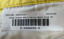 Load image into Gallery viewer, Polo Ralph Lauren Mens Yellow Cotton Pockets Pleated Front Chino Shorts Size 34
