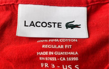 Load image into Gallery viewer, Lacoste Mens Red Cotton Short Sleeve V-Neck Regular Fit Pullover T-Shirt Size S
