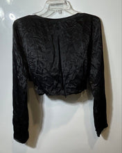 Load image into Gallery viewer, Zara Womens Black Long Sleeve Plunge Neck Regular Fit Cropped Blouse Top Size S
