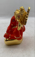 Load image into Gallery viewer, Satguru's Decorative Red Gold Accents Ganpati Bappa Idol Religious Statue
