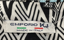 Load image into Gallery viewer, Emporio KJ Mens Blue Black White Printed Long Sleeve Button-Up Shirt Size XS
