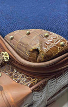 Load image into Gallery viewer, Samantha Brown Unisex Blue Faux Crocodile Embossed Trim Travel Luggage Suitcase
