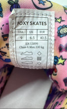 Load image into Gallery viewer, Foxy Skates Womens Blue And Yellow Round Toe Lace-Up Quad Roller Skates Size 9
