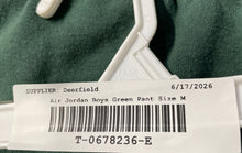 Load image into Gallery viewer, Jordan Boys Green Fleece Pockets Stretch Tapered Drawstring Jogger Pants Size M
