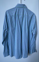 Load image into Gallery viewer, Hugo Boss Mens Green Blue Sharp Fit Collared Long Sleeve Dress Shirt Size 16.5
