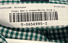 Load image into Gallery viewer, Chaps Mens Green White Checked Easy Care Short Sleeve Button-Up Shirt Size Large
