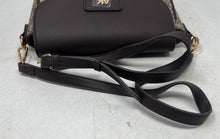 Load image into Gallery viewer, Anne Klein Womens Brown Monogram Faux Leather Adjustable Strap Crossbody Purse
