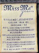 Load image into Gallery viewer, Miss Me Womens Black Stretch Denim Pockets Skinny Leg Jeans Size 26
