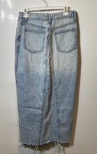 Load image into Gallery viewer, Zara Womens Blue Denim Light Wash Raw Hem Slit Front Maxi Skirt Size Small
