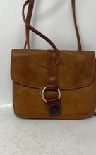 Load image into Gallery viewer, Fossil Womens Tan Leather Back Zipped Pocket Flap Over Crossbody Purse
