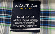 Load image into Gallery viewer, Nautica Mens Green Striped Print Long Sleeve Collared Dress Shirt Size L
